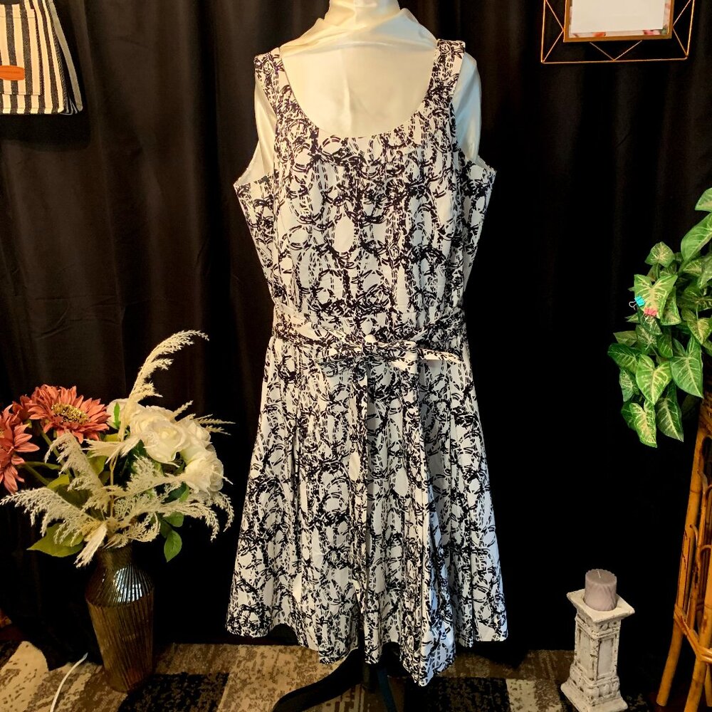 Calvin Klein Black and White Midi Dress